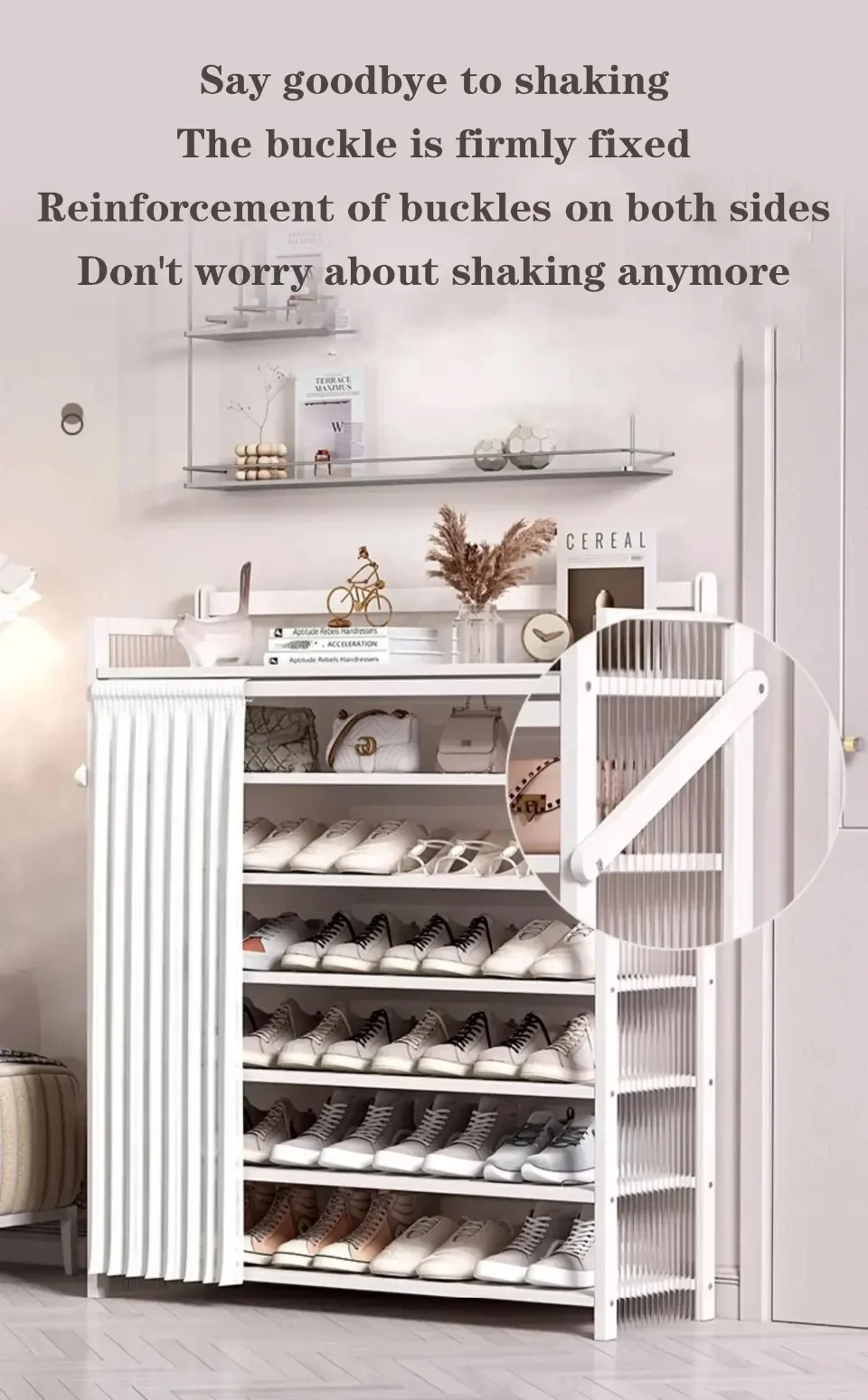 Description Picture 6 of itemFolding Shoe Rack Organizer Cabinet Dust Proof Large Capacity Simplicity Shelf Shoe Racks Dustproof Fabric Shoes Shelf Saving
