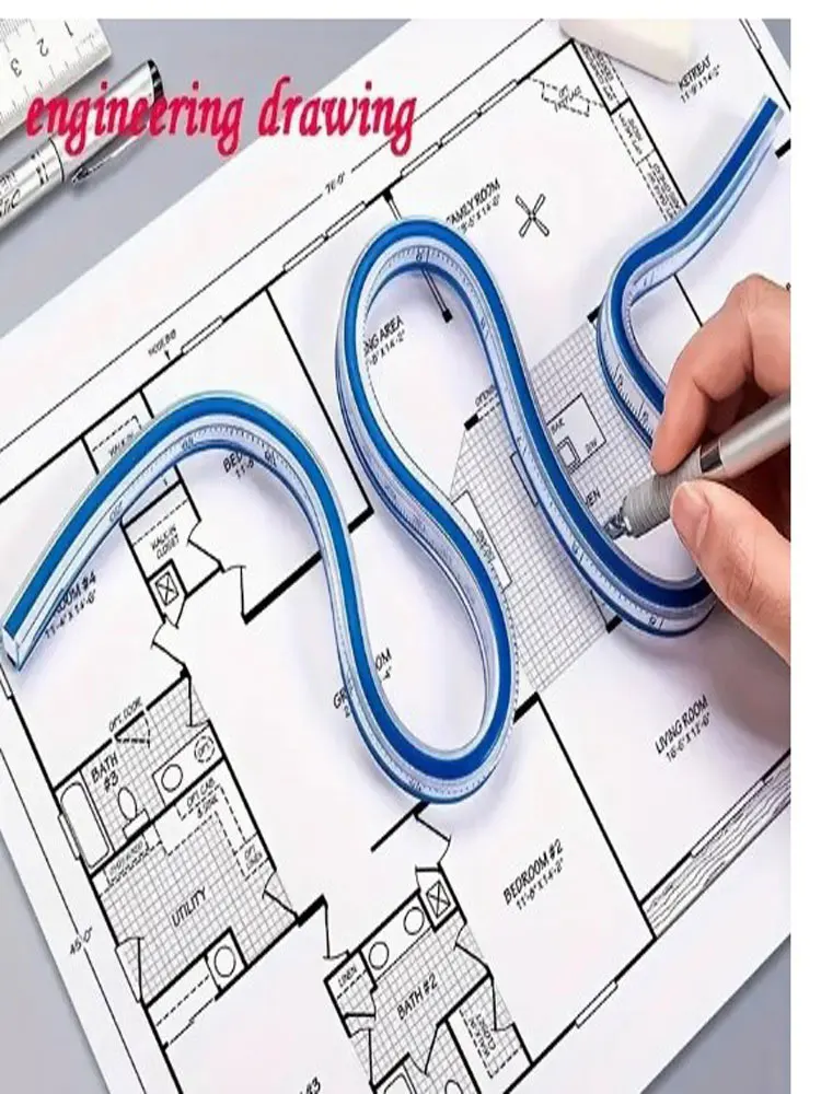 Flexible Curve and Drawing Rulers Set