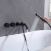 Black luxurious brass bathroom faucet with wall mounted design 2 handles with dual control of hot and cold Simple bathtub Tap 2