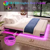 Queen Size Floating Bed Frame with Smart LED Lights, Heavy Duty Metal Platform Bed - Easy Assembly, Noise Free 5