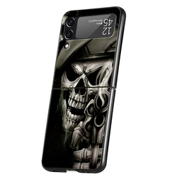 Black Foldable Shockproof Skull Design Hard Phone Case - Z Flip 4 (A1)