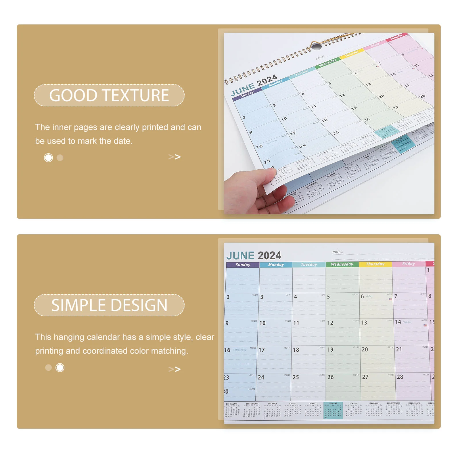 2024 Wall Calendar Large Monthly for Home Goods Desk English 2023-2024 Paper Sturdy Calendars Yearly Dating