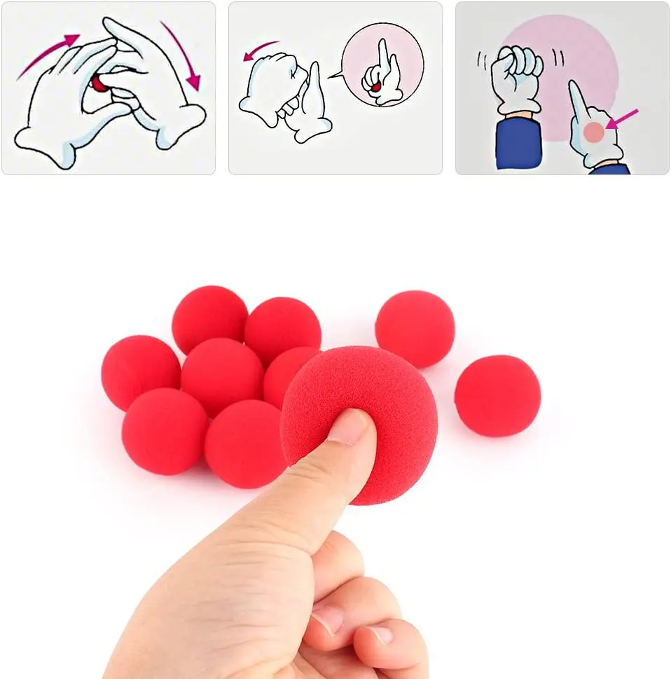 10pcs 빨간 스폰지 공 작은 마법의 공 소프트 매직 클로즈업 매직 스트리트 클래식 코미디 트릭 소품 어린이 파티를위한 선물