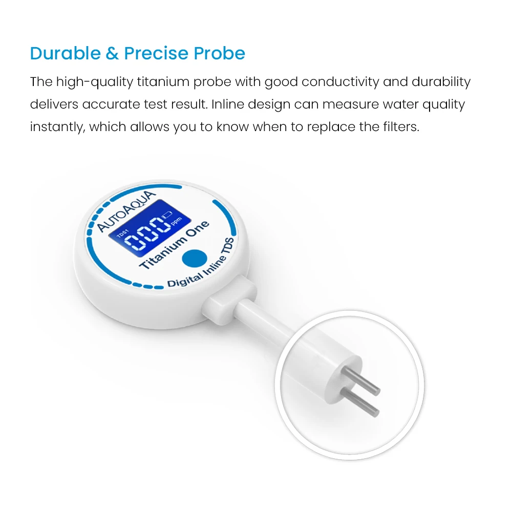 AUTOAQUA Titanium One TDS-100 Digital Inline TDS Meter Aquarium Test Monitor Qualify Pure Water