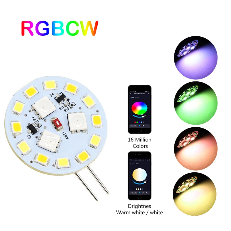 Bluetooth Enabled G4 Led Smart Bulb 12V 24V Fully Controllable Music Rhythm Color Changing Via Your Smartphone or Tablet Smart Led Light Bulbs
