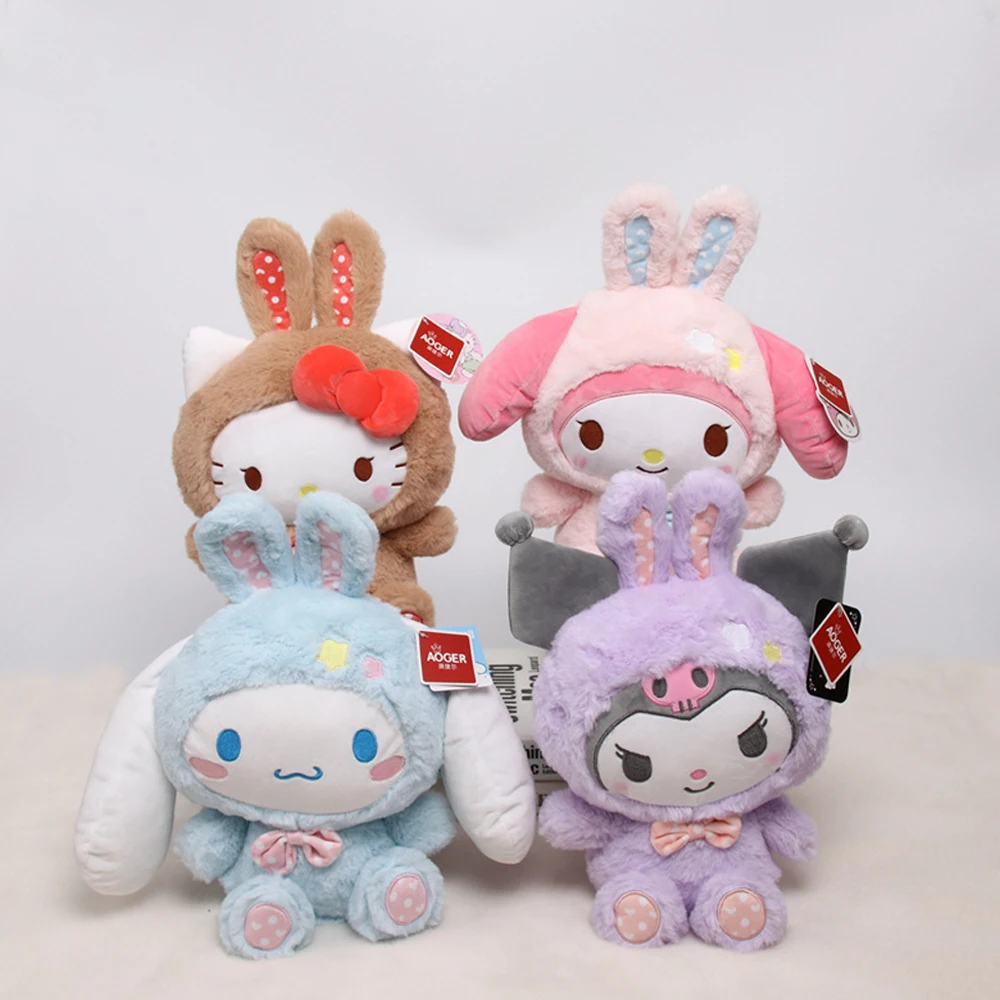 

38cm Sanrio Hello Kitty Large Plush Doll Cute Rabbit Melody Doll Toy Cartoon Cinnamon Dog Bedroom Ornament Decoration Girl Gift