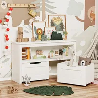 Toy Storage Organizer with Drawers, Floor Toy Box with Wheels and Open Shelf, Storage Chest for Nursery, Playroom and Bedroom 2