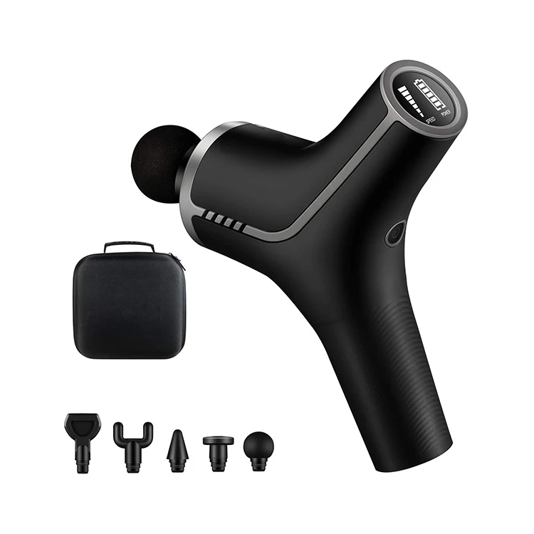 

Black power 5 heads 5 speeds adjustable fit pulse sport athletic massage gun