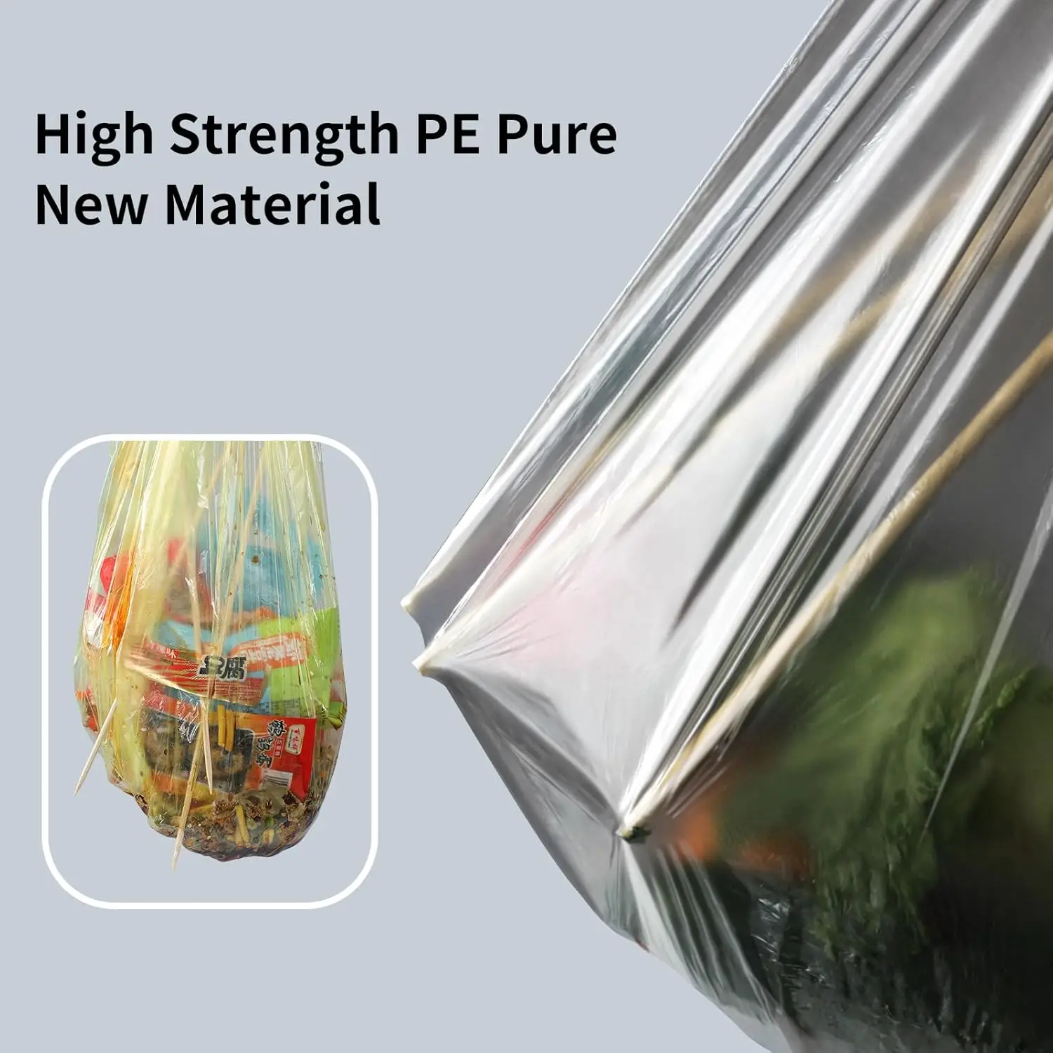 Drawstring Closure Design Garbage Bag with Strong Load-bearing Capacity, Suitable for Bathroom, Kitchen and Bedroom, 15 Pcs/Roll