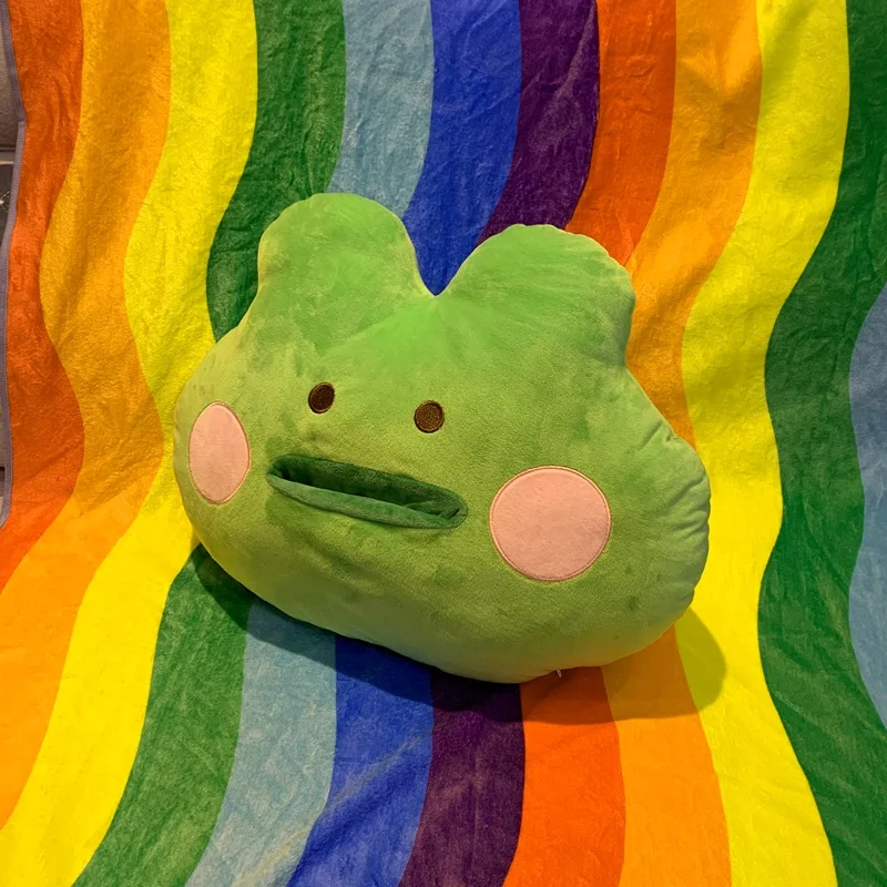 2 in 1 Vomiting Rainbow Frog Interesting Plush Pillow Blanket Comfortable Plush Cushion Sofa Decor Girls Kids Kawaii Room Decor