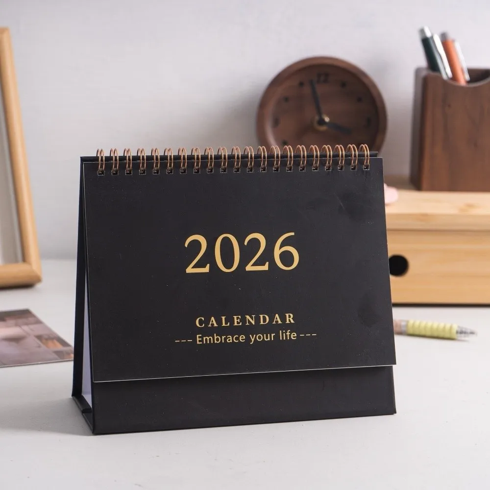 쓰기 가능한 메모 스탠딩 2026 데스크탑 데스크 캘린더 휴대용 접이식 테이블 캘린더 학업 플래너 오피스 문구