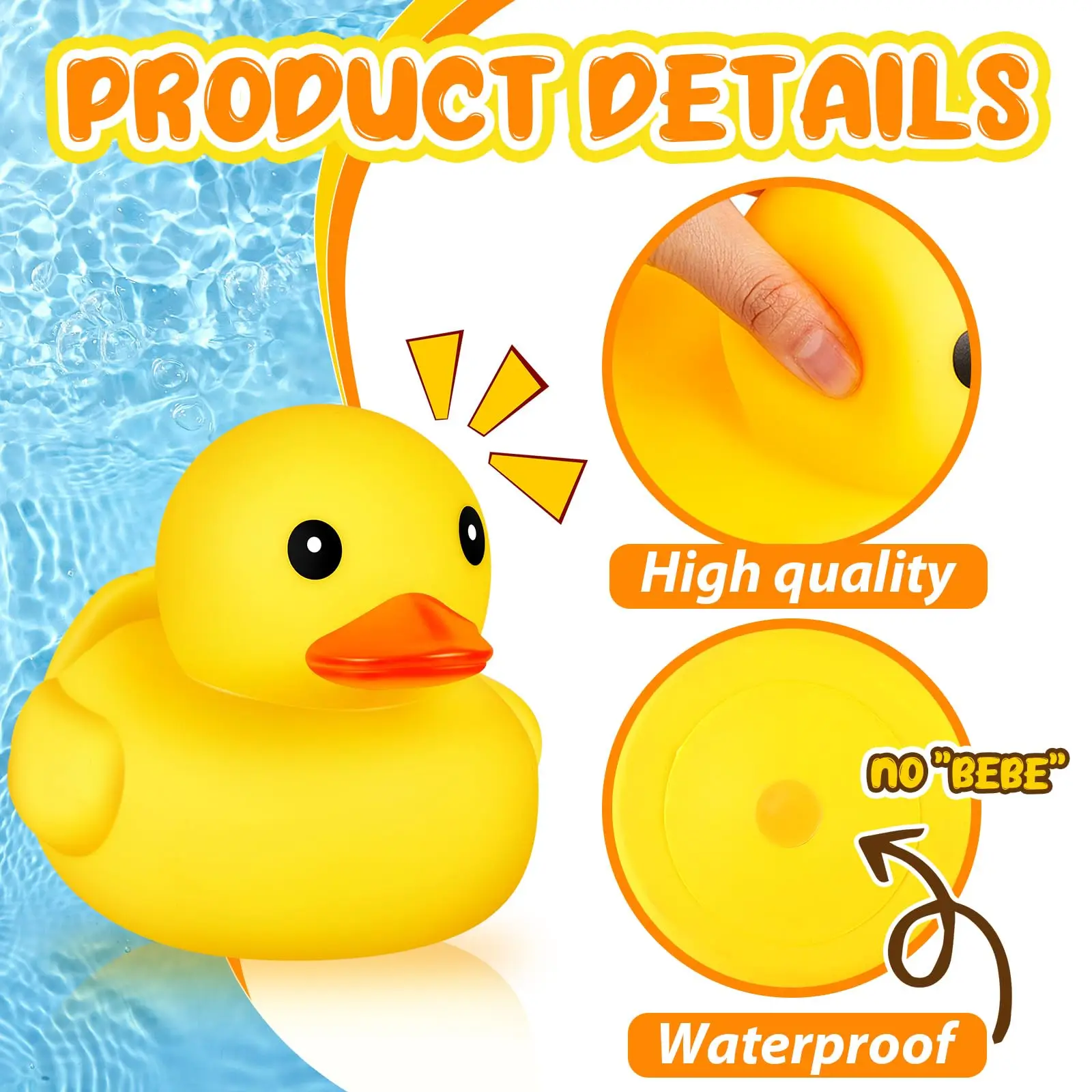 1/2 Pcs Rubber Duck 10.2 Inch Duck Toy Giant Rubber Duck Large Rubber Ducky Toy Squeaky Big Yellow Rubber Ducks 3