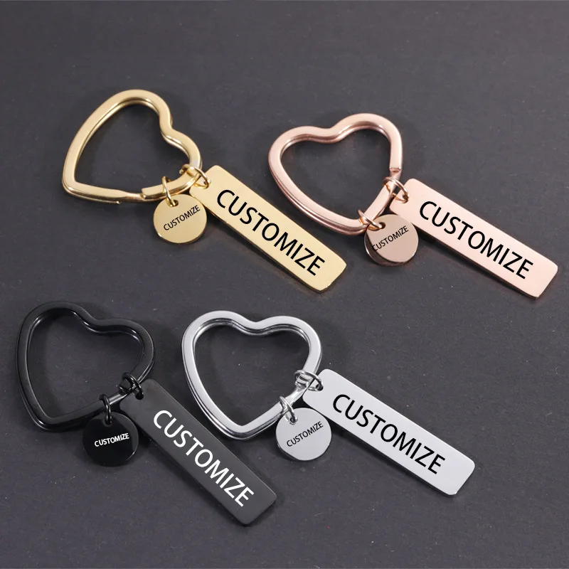 

Customized Mirror Heart Keychain for Lovers Family Friend Laser Engrave Stainless Steel Key Chain Ring Personalized Keyring Gift