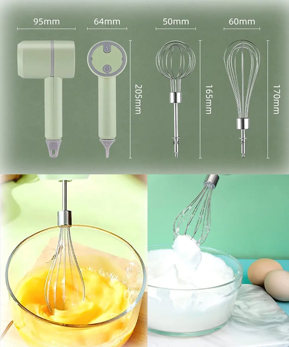 GUALIU Electric Hand Mixer with Stainless Steel Whisk, Dough Hook  Attachment and Storage Bag, Handheld Mixer for Baking Cakes, Eggs, Cream  Food