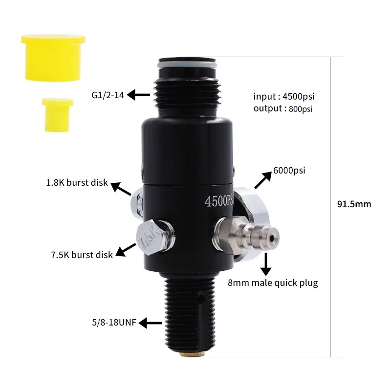 Aluminum Tank Regulator Valve Cylinder Hpa 300bar 05 L Cylinder Hpa