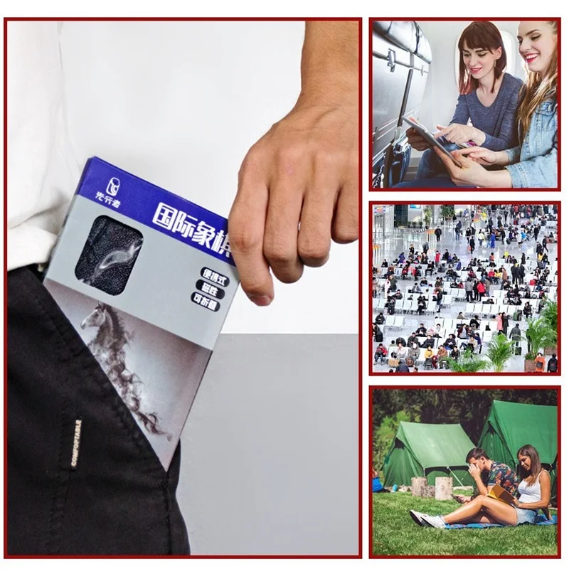 1 قطعة الشطرنج الدولي الجيب السفر الشطرنج للطائرة...