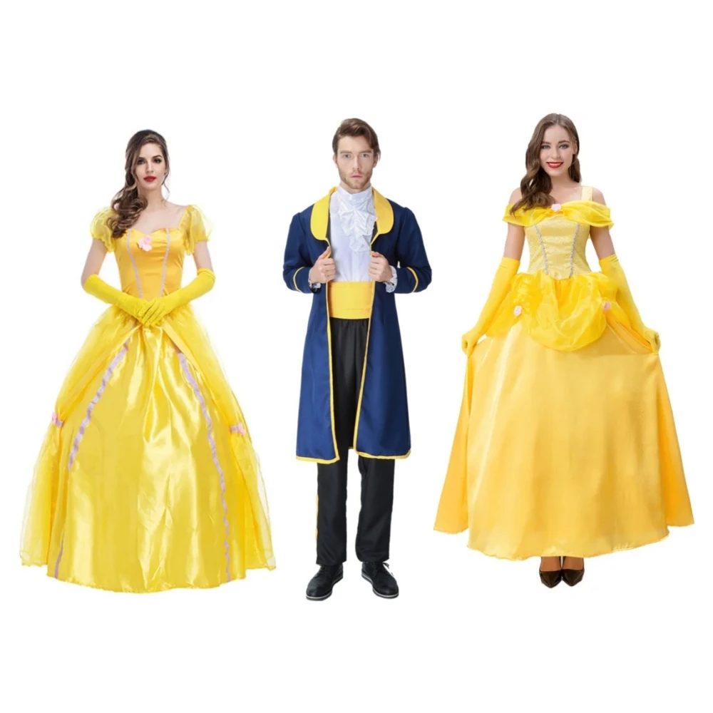 

Halloween Beast Prince Costume Beauty Dresses Couple Suit Cosplay Princess Clothes Carnival Fancy Party Dress Stage Show Costume