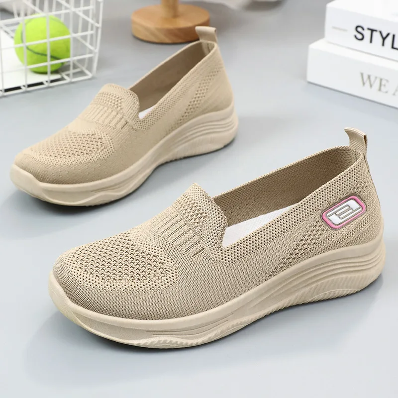 Women's 2024 Spring New Single Shoe Cloth Shoes Breathable Soft Elastic Casual Women's Shoes Wide Toe