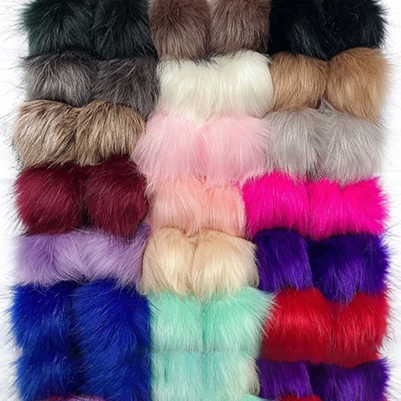 Large Pom Pom Ball With Press Button Fluffy Faux Fur 8/10cm for Baby Girl Pompon Beanie Hat Accessories Hairball pom poms craft supplies,fluffy ball accessories