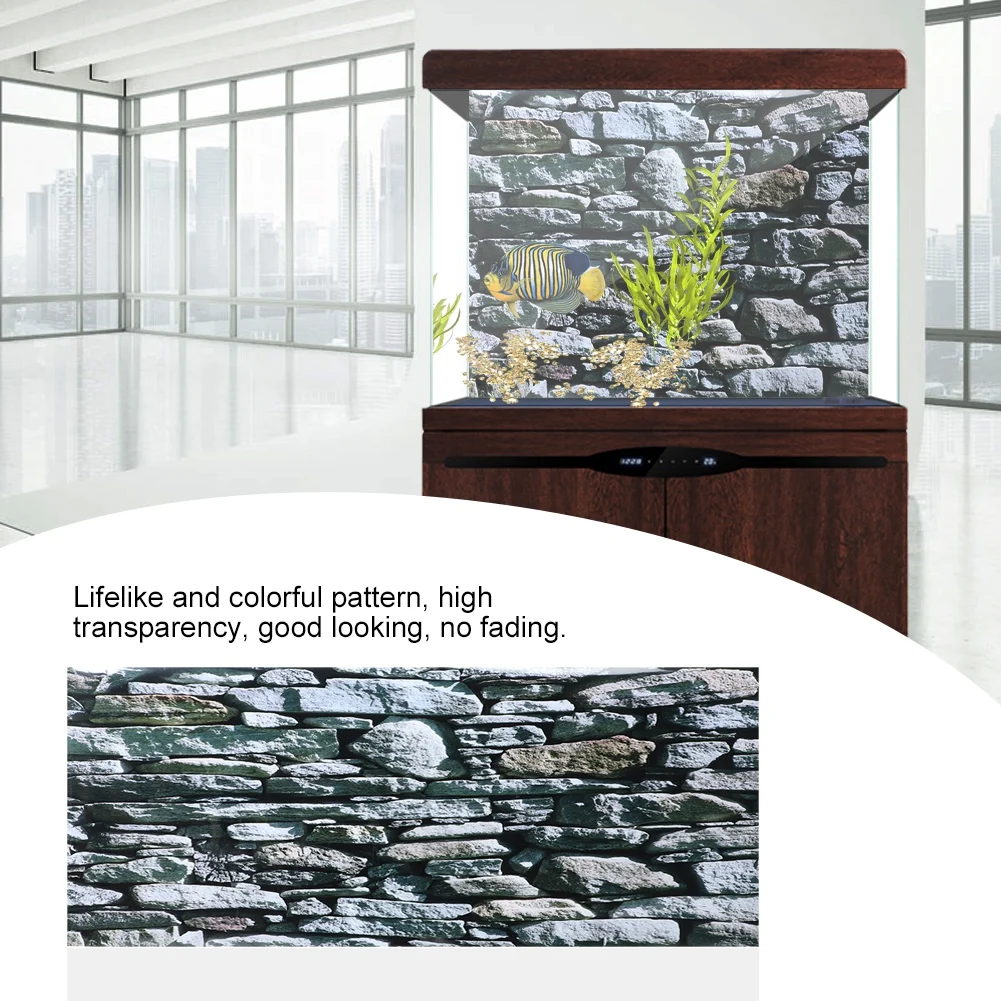 Fish PVC Sticker Background Poster Decorative Stonewalling Paintings PVC Sticker Landscape Image for Aquarium Fish aquarium sticker