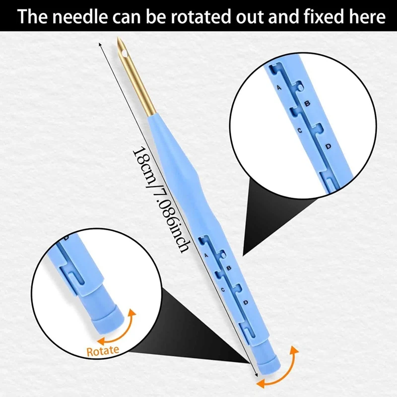 New 18 Pieces Punch Needle Set Adjustable Punch Needle Tool Set Adult Beginner Sewing Applique Decoration