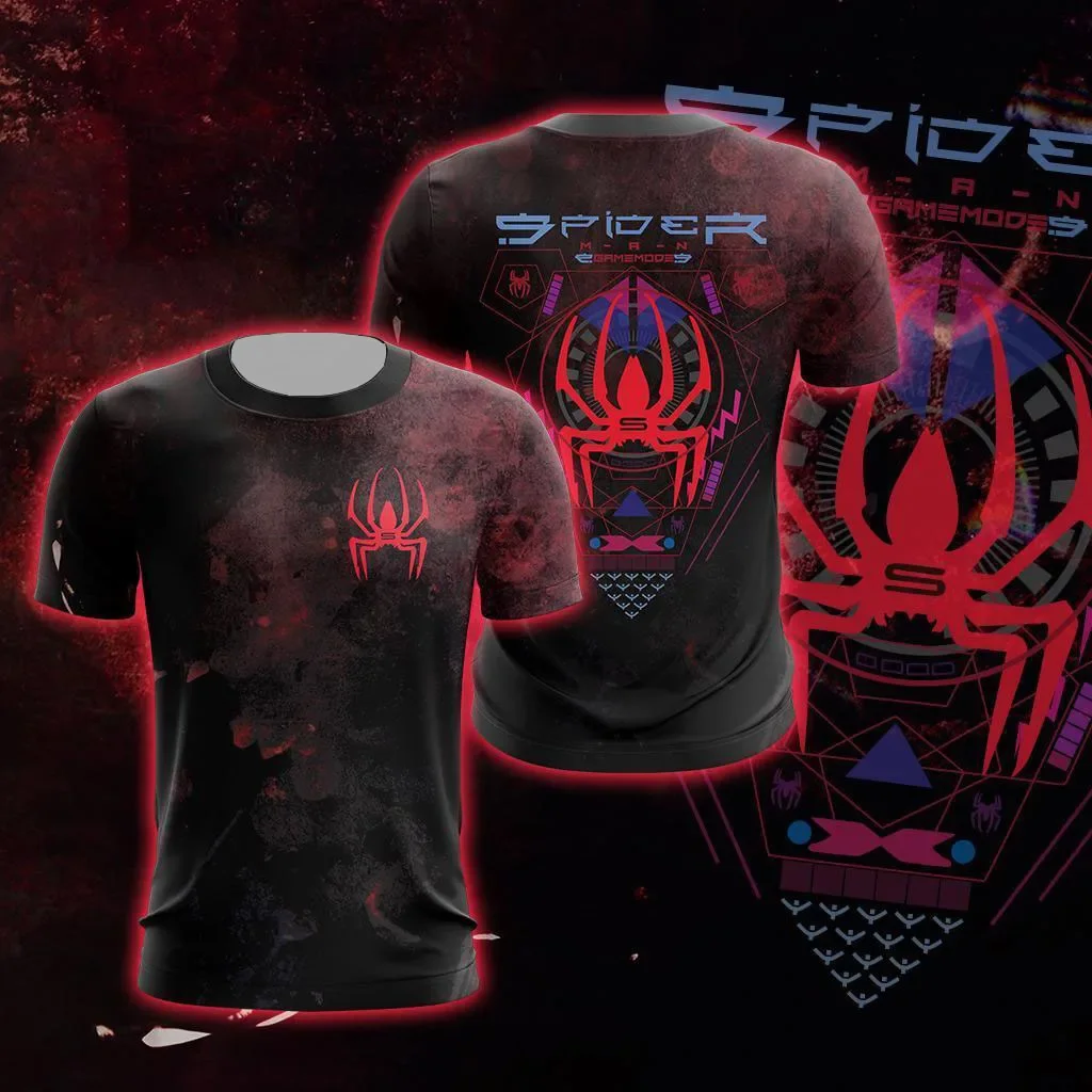 thumbnail image 1 of MINISO Marvel Superhero Spider-Man Camisetas de cuello redondo y manga corta con estampado 3D de Spider-Man súper transparente para hombres y mujeres, 1 of 4