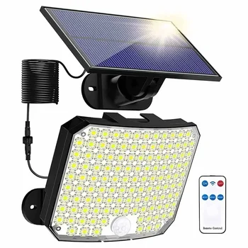 모션 센서 리모컨 LED 야외 태양광 조명, 파티오 차고 보안 벽 조명, IP65 방수