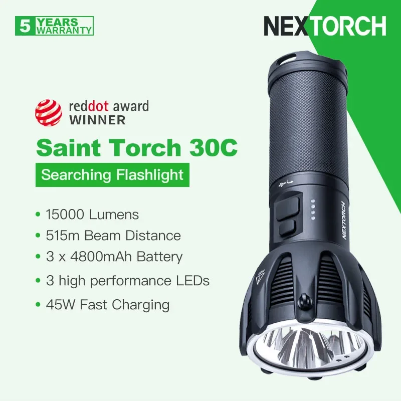 Nextorch Saint Torch 30C High Power Flashlight / SearchLight