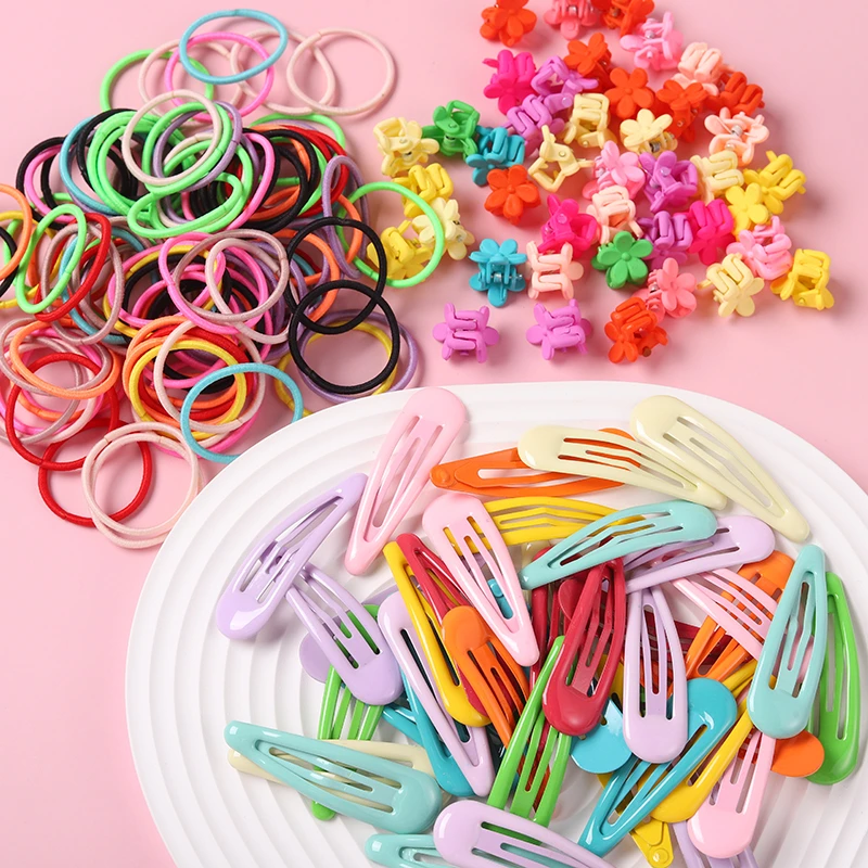 Simple Hair Clip Children Nylon Colorful Elastic Head Rope Set Baby Rubber Band Hair Accessories Hairbands