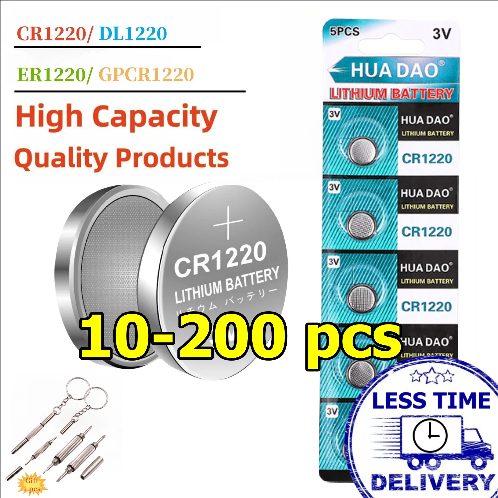 

10-200pcs Original CR1220 KCR1220 3V Lithium Battery For Toy Watch Scale Calculator Car Remote Control Mouse Button Coin Cell