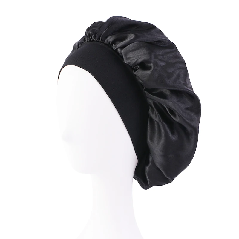 Women's Satin Wide-Brimmed Sleep Bonnet with Elastic Band