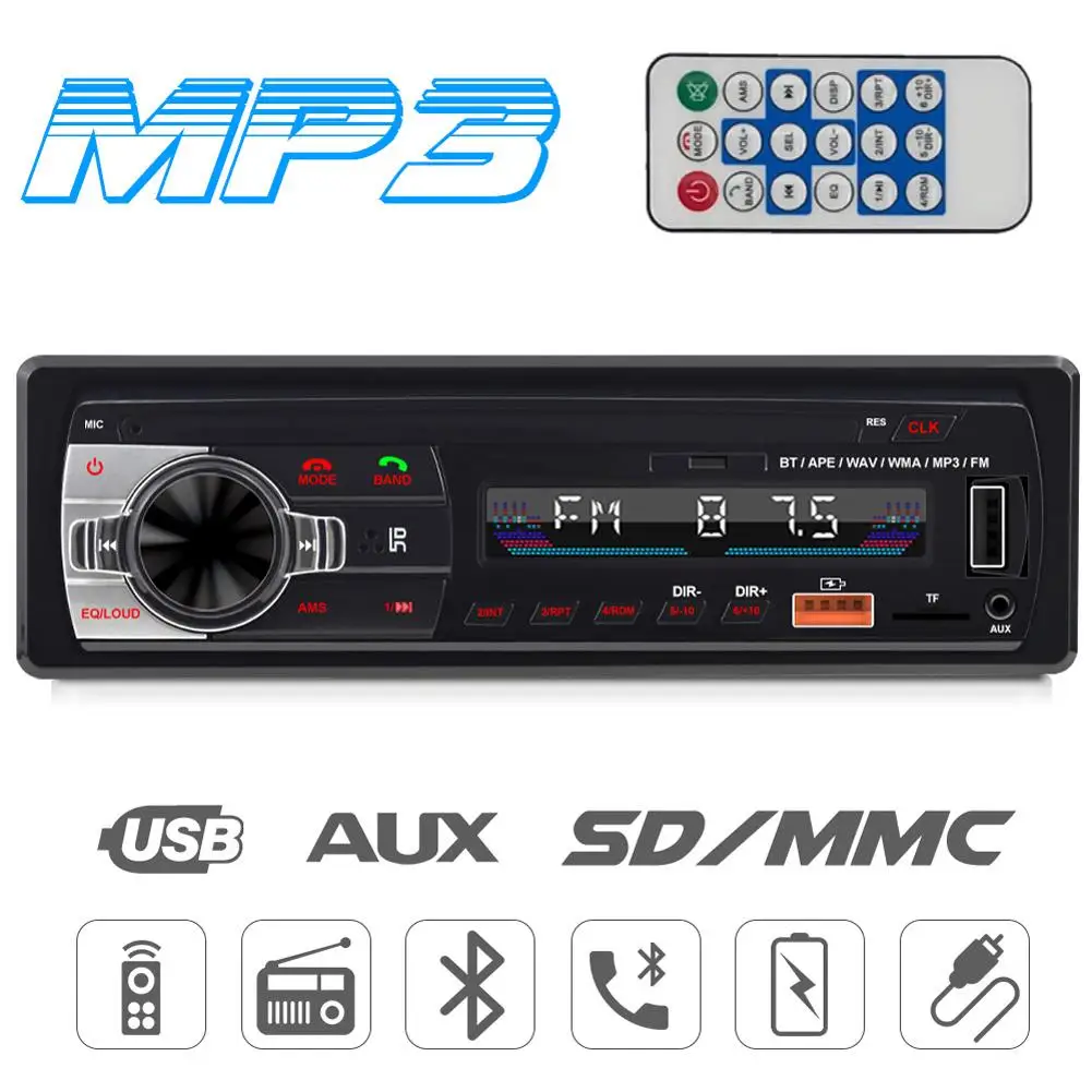 Generic Poste Radio Voiture Bluetooth - USB - MP3 - AUX - SD -1383