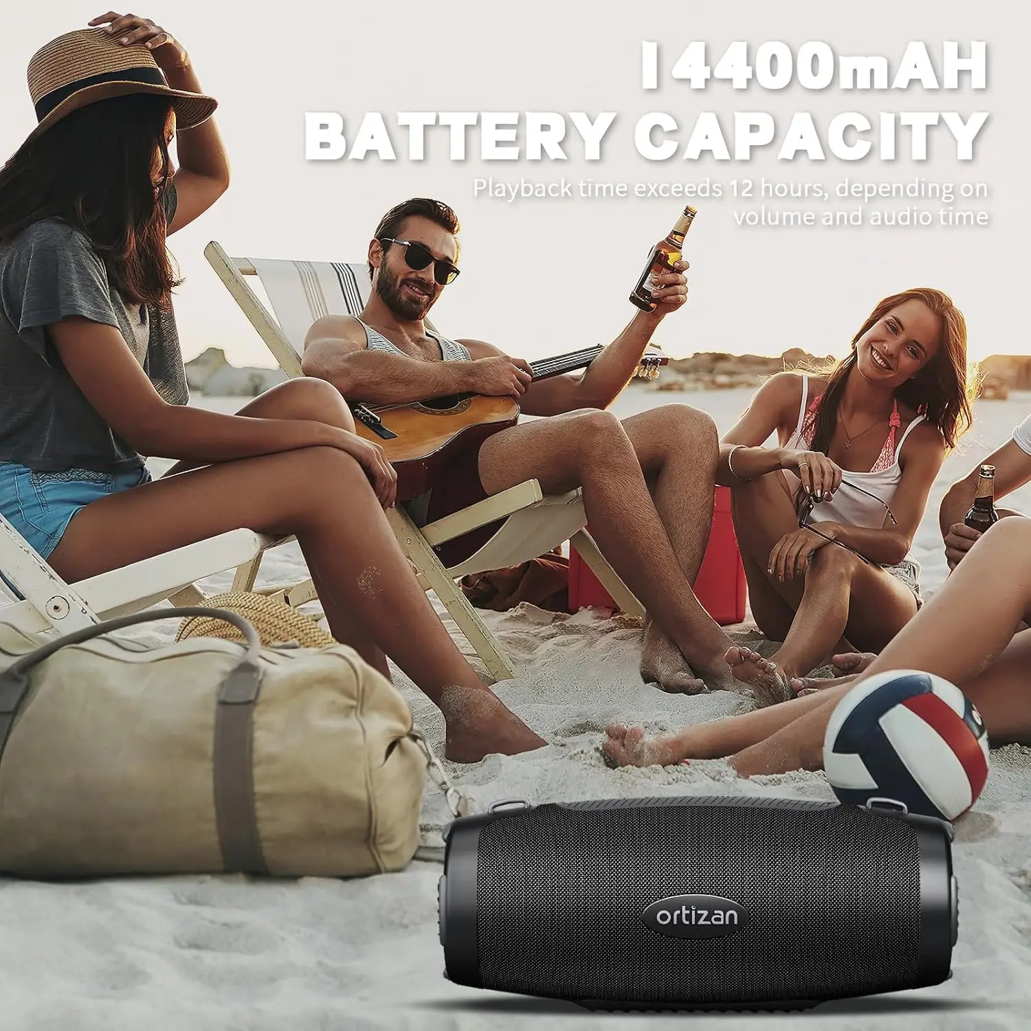 Ortizan 80W Bluetooth Speaker with Powerful Sound and Deep Bass IPX7 Waterproof Outdoor Loud Subwoofer Boombox for Party Camping 5