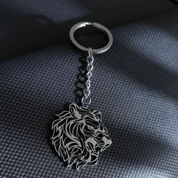 18K Gold - Plated Stainless Steel Tiger Head Pendant - Waterproof and Non - Fading Keychain Accessory (Silver)