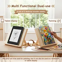 2Pcs Foldable Tabletop Easel Adjustable Angle Tabletop Art Easel Portable Wood Sketch Display Stand for Painting Artists Student 4
