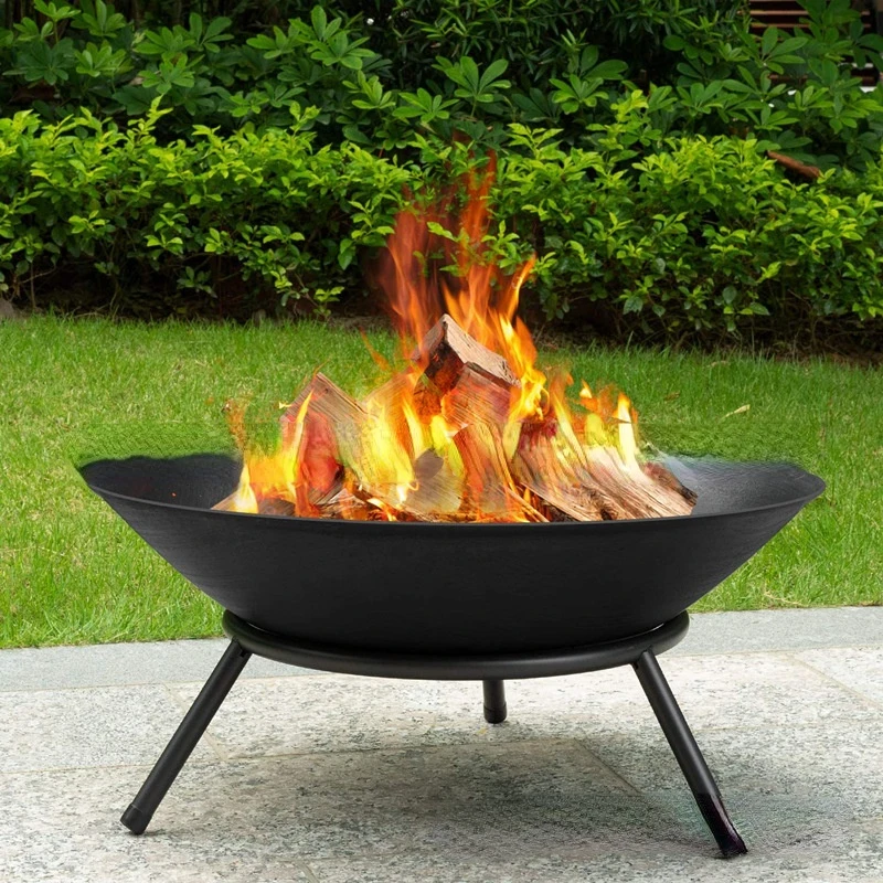 

60cm Steel Large Fire Bowl Cast Iron Firepit Modern Fire Pit Garden Fireplace Outdoor for Garden Patio Terrace Camping