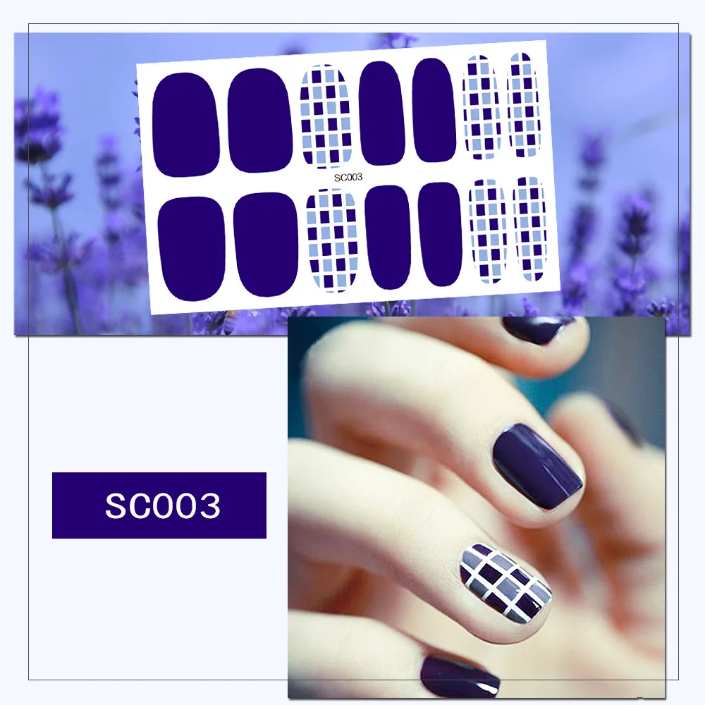 

Solid Color Waterproof Self Adhesive Nail Stickers Decals Full Cover Summer Striped Nail Art Polish Stickers Manicure Decoration