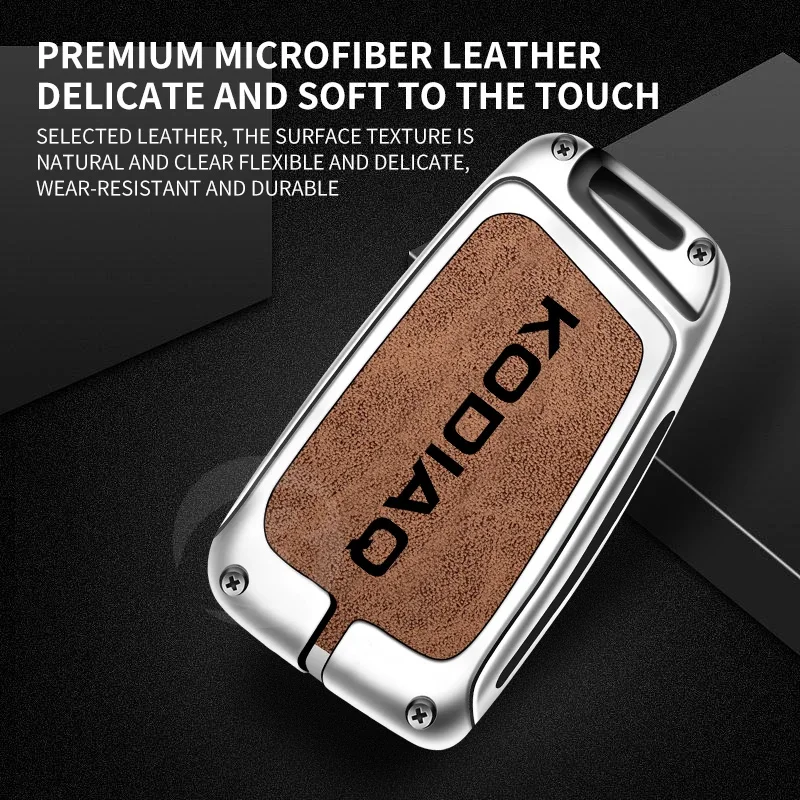 Car Key Case Cover Holder Shell Fob for Skoda Kodiaq Zinc Alloy Protection Key Chain Buckle Keyless Accessories