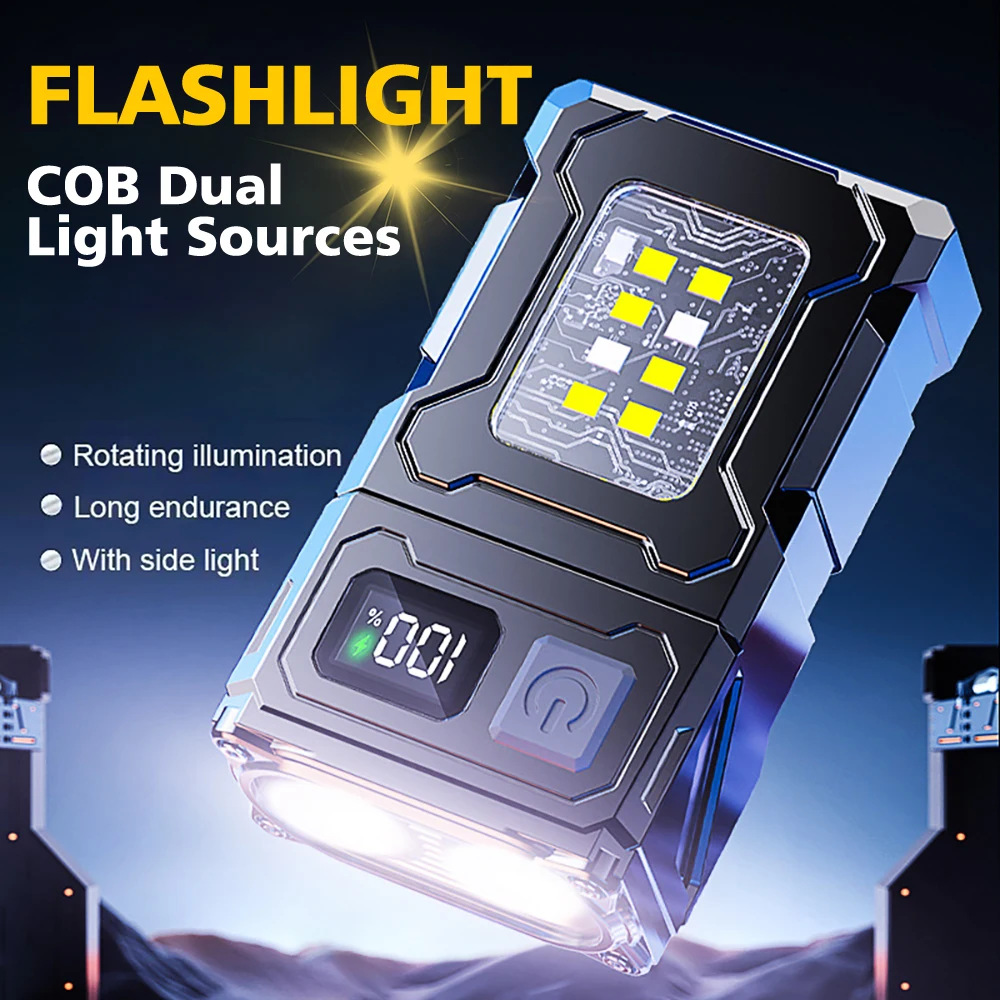 Multifunctional COB flashlight LED outdoor torch mini portable camping warning lamp IPX4 waterproof flashlight