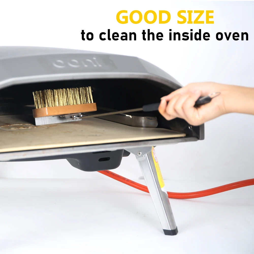 Brass Pizza Oven Copper Brush with Scraper Grill Brass Cleaning Brush with Stainless Steel Handle Oven Accessories Oven Cleaning Brush