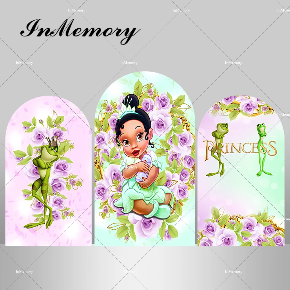 Fundo Floral Roxo do Arco para Meninas Princesa Tiana e o Sapo Chuveiro de Bebê Primeiro Fundo da Festa de Aniversário