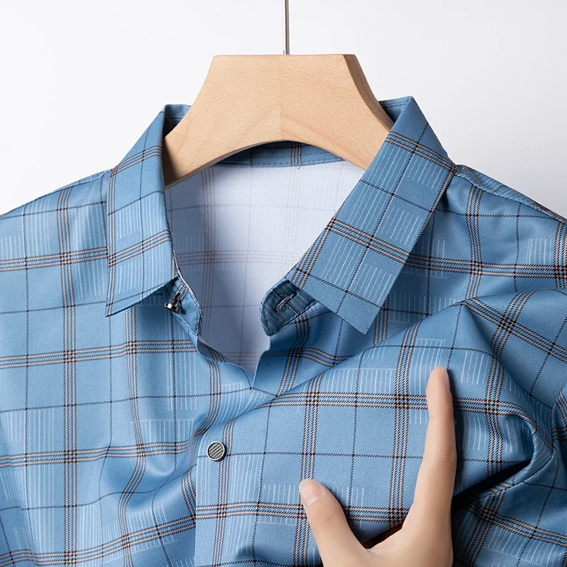 2024 Summer New Men's Business Casual Printed Short Sleeved Shirt Fashion Comfortable Wrinkle Resistant Top 2