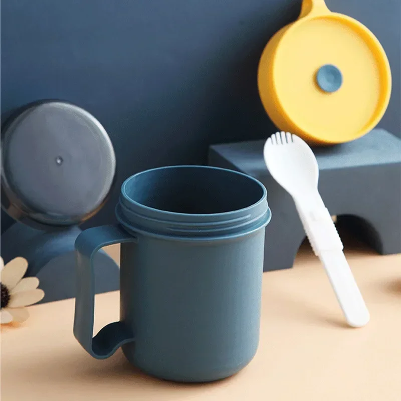 500ml Portable Thermal Insulated Lunch Box Food Container Breakfast Cup Soup Milk Thermos Bottle Tumblers With Spoon 3