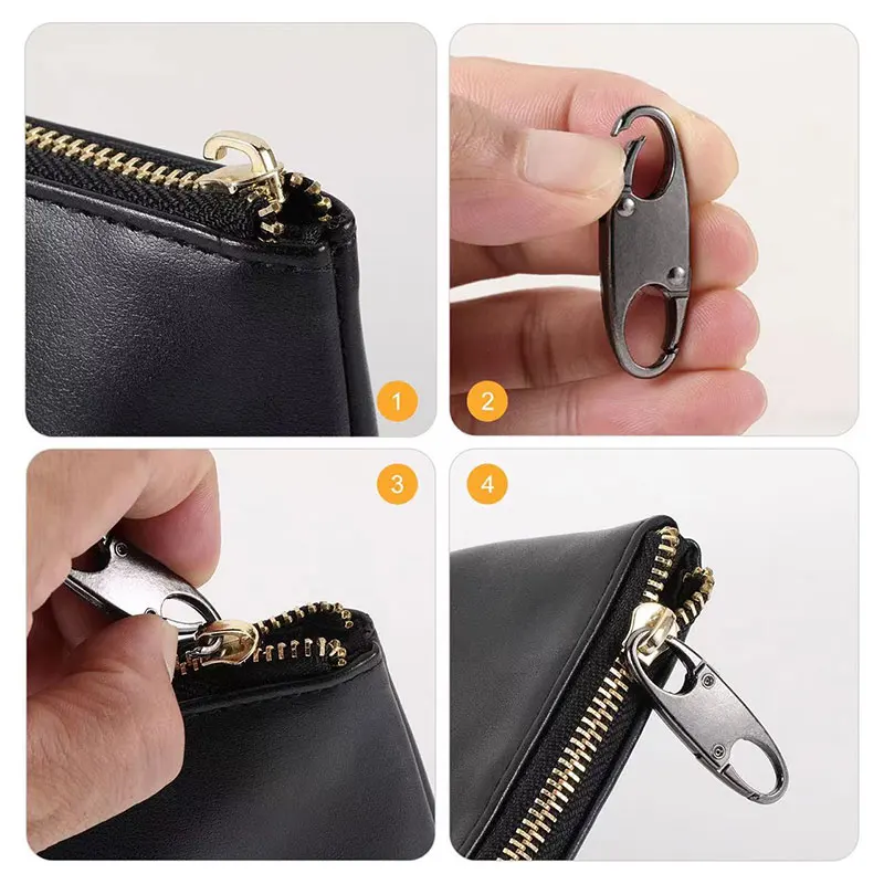 Zipper Clip Theft Deterrent Double Opening Zippers Pull Replacement Detachable Zipper Connectors Lock Carabiner Clip 4Pcs zipper pullers