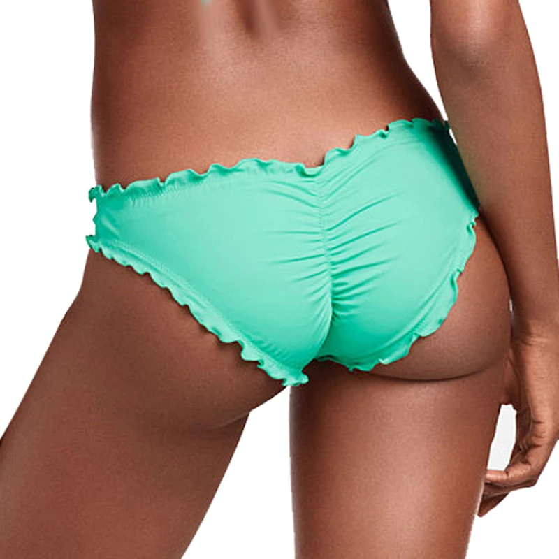 Sexy Women Bikini bottomElastic Cheeky Brazilian Swimwear Bikinis Swimsuit Bottoms For Girl Pink Green Mini Plus Size secret | Женская