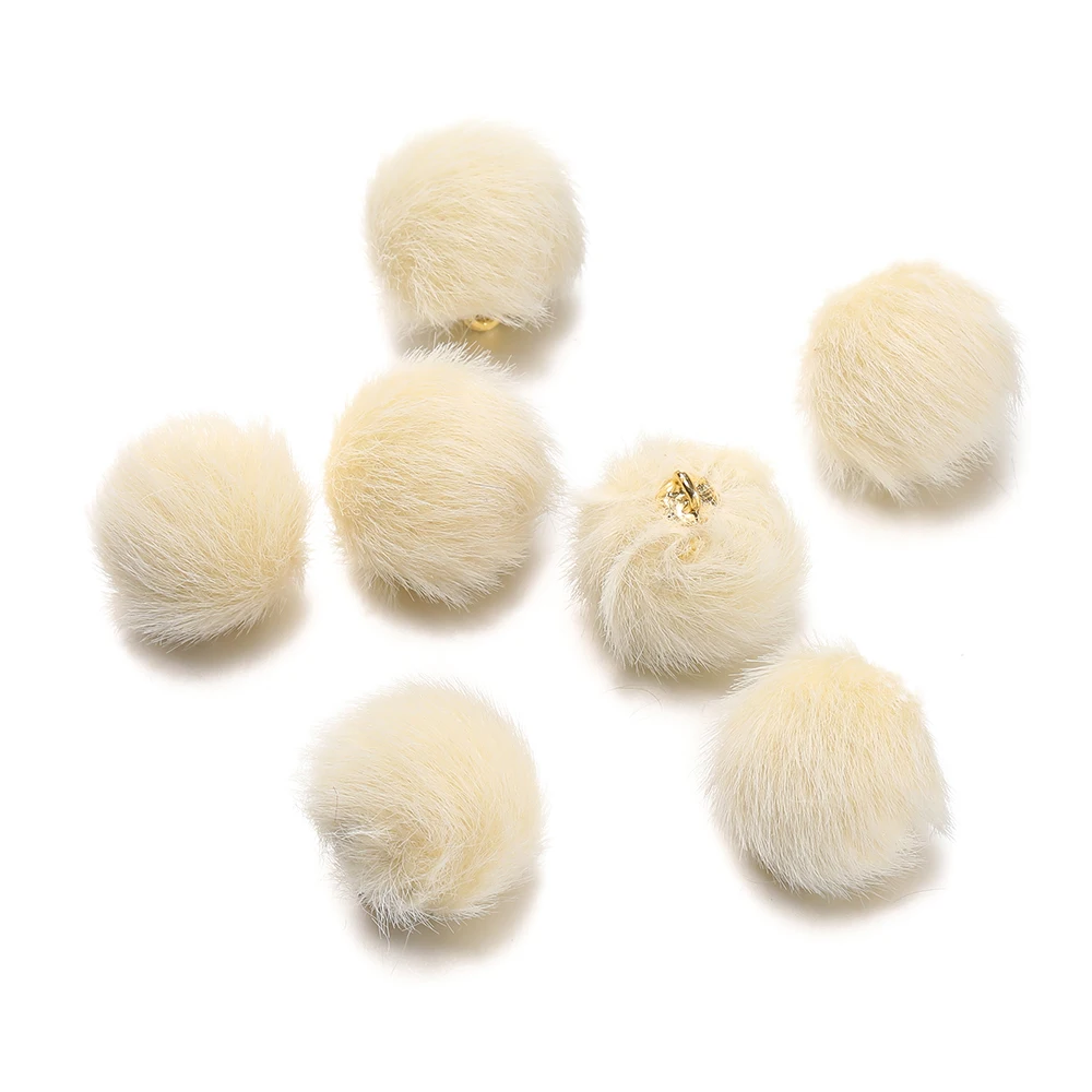 10 stücke 17mm Plüsch Fell bedeckt Ball Perlen Charms Pompon Perlen Anhänger für DIY Ohrring Tasche Schlüssel bund Anhänger Schmuck Herstellung Lieferungen – Detail 6