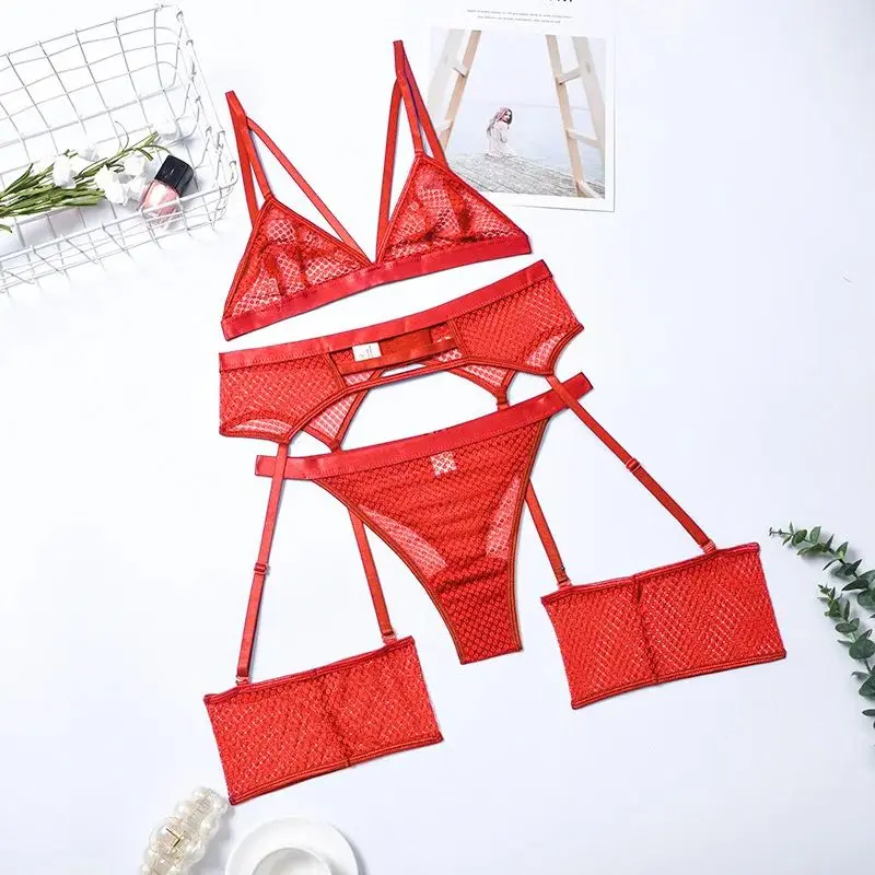 Women Lingerie Set Bra Garter Belt G-string Thong