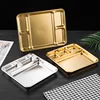 Gold Compartment Dining Plate For Food Serving Trays Stainless Steel Divided Dishes Kitchen Tableware Organization Container 4