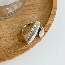 Vintage-Inspired Metal Leaf Open Ring - Minimalist Geometric Y2K Fashion Jewelry (01 Silver color)