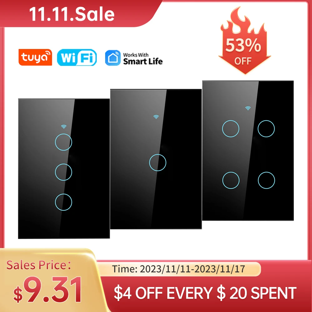 TuyaSmartLifeWifiTouchLightSwitchWirelessRemoteLEDLight